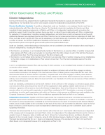 Other Governance Practices and Policies