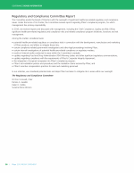 Regulatory and Compliance Committee Report