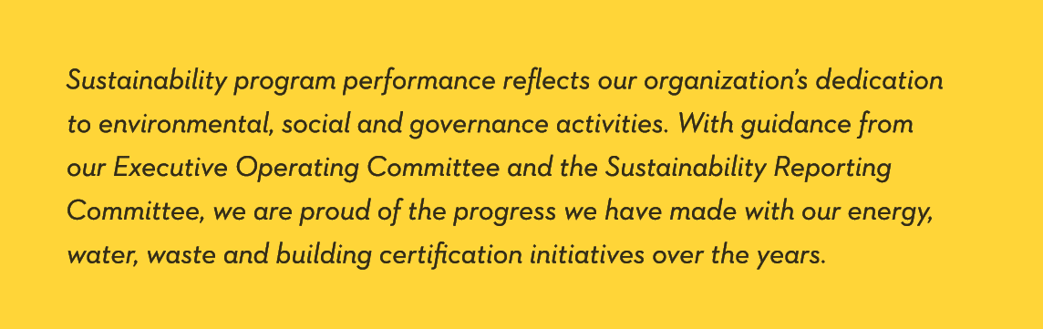 Sustainability program performance reflects our organization s dedication to environmental, social and governance act   