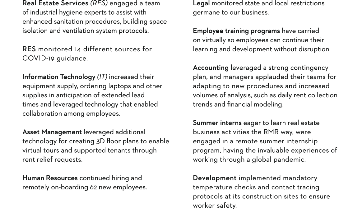Real Estate Services (RES)  engaged a team of industrial hygiene experts to assist with enhanced sanitation procedure   