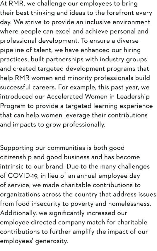 At RMR, we challenge our employees to bring their best thinking and ideas to the forefront every day  We strive to pr   