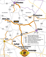 Genesee & Wyoming Inc. today announced the opening of a Choice Terminalâ¢ bulk transfer facility on its Georgia Southwestern Railroad subsidiary in Bainbridge, Ga. (Graphic: Business Wire)