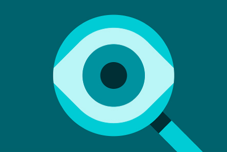 Magnifier with a eye drawing